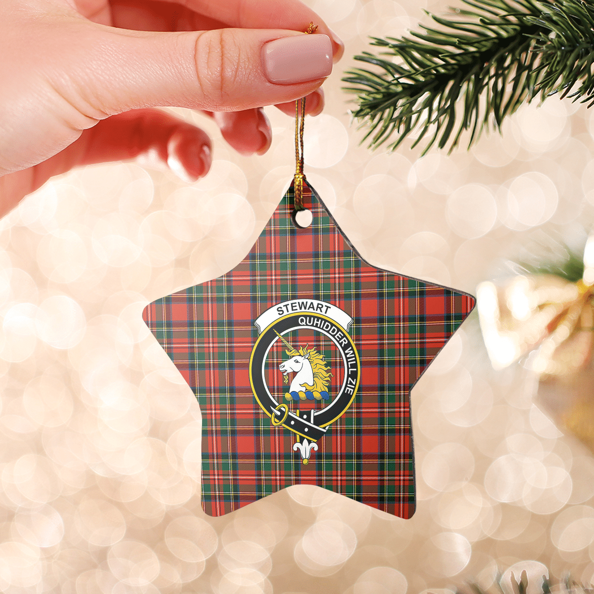 Clan Stewart (of Appin) Tartan Crest Star Ceramic Ornament RL64 Stewart (of Appin) Tartan Tartan Christmas   