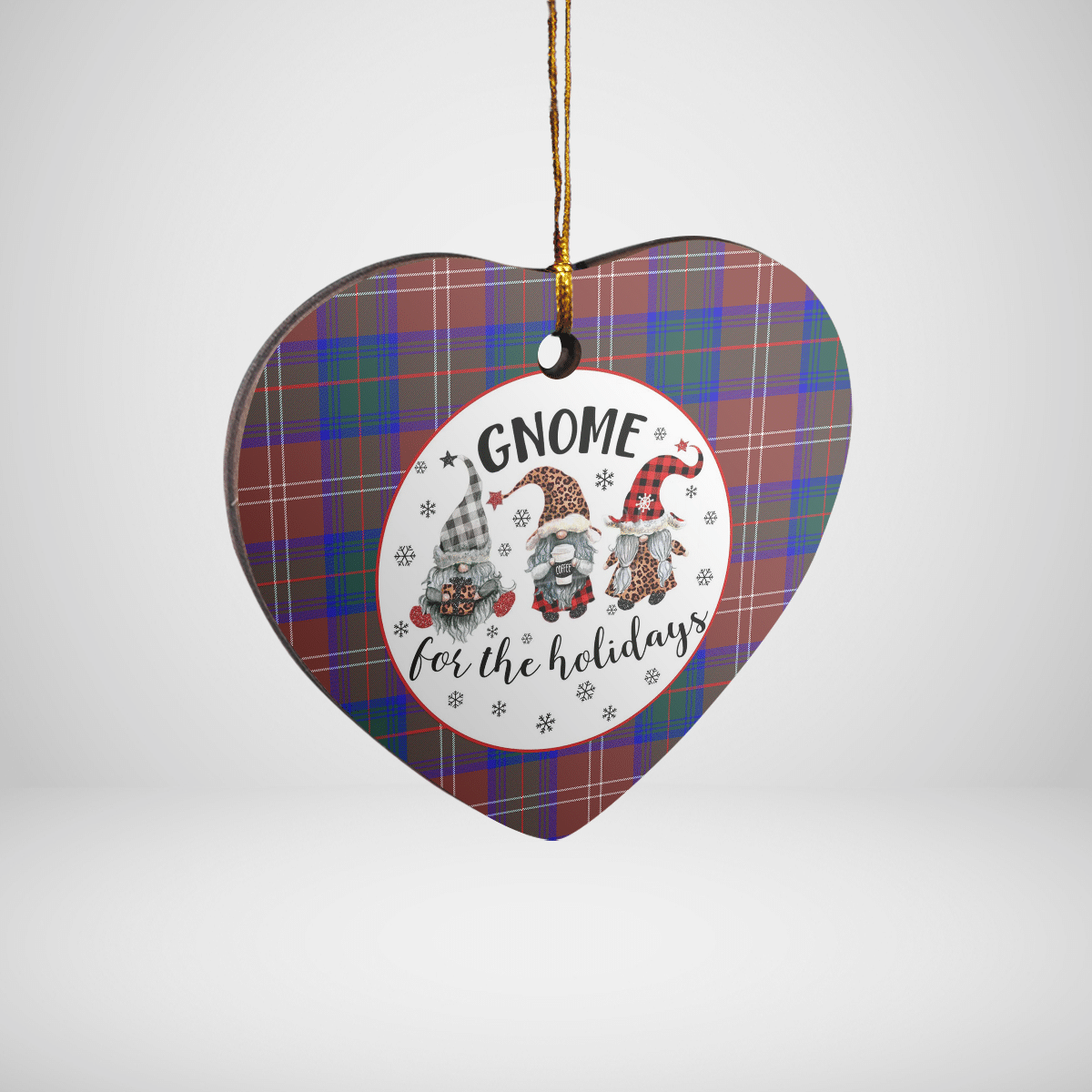 Clan Chisholm Hunting Modern Tartan Tartan Crest Gnome Heart Ceramic Ornament HF71 Chisholm Hunting Modern Tartan Tartan Christmas   