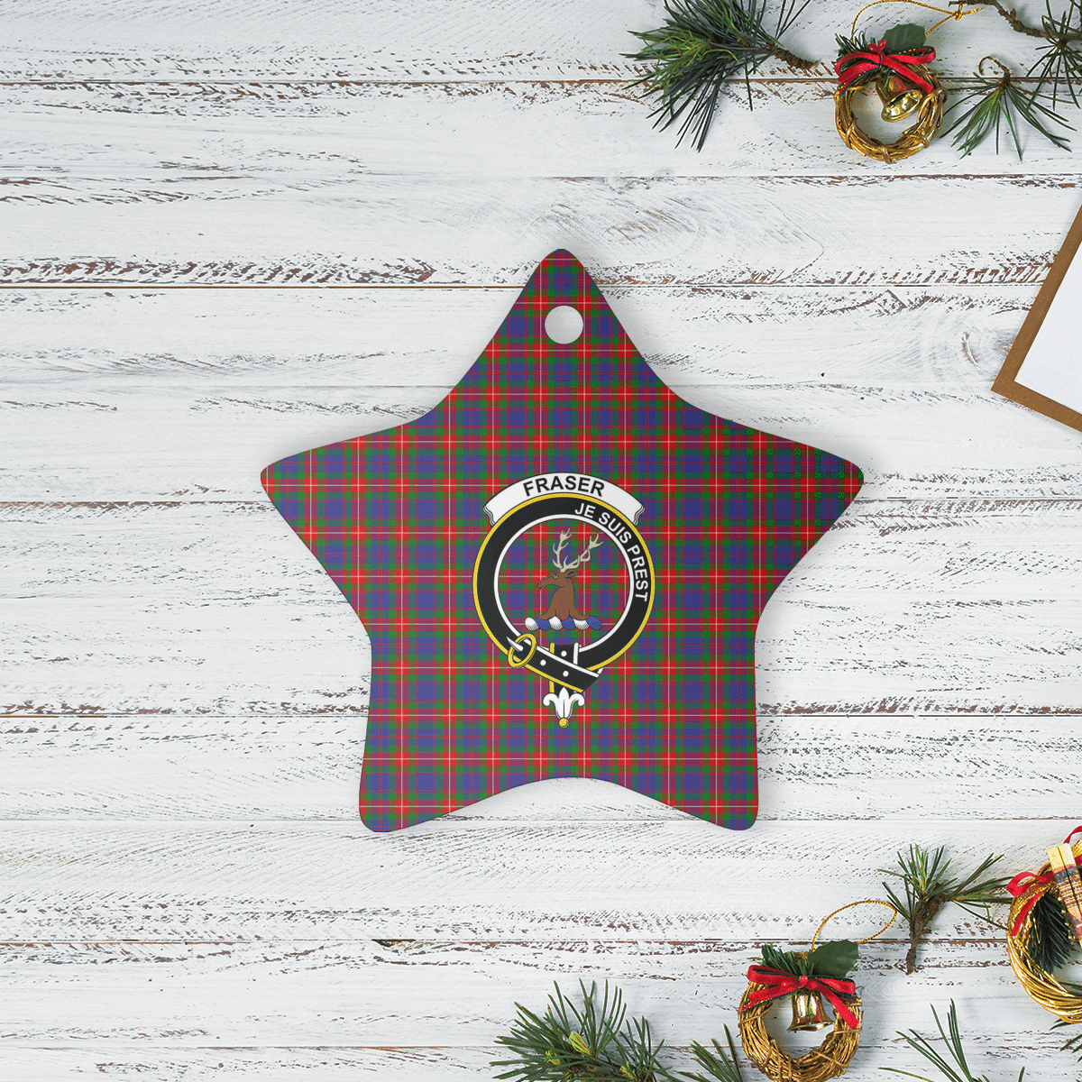 Clan Fraser of Lovat Tartan Crest Star Ceramic Ornament RR60 Fraser of Lovat Tartan Tartan Christmas   