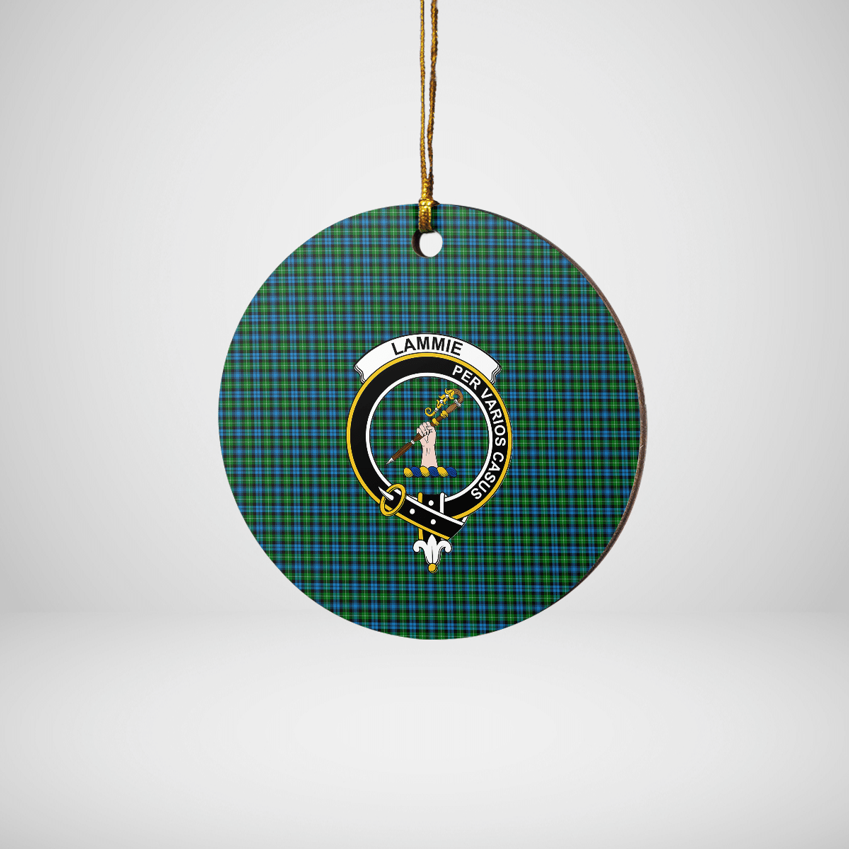 Clan Lammie Tartan Crest Round Ceramic Ornament GD33 Lammie Tartan Tartan Christmas   