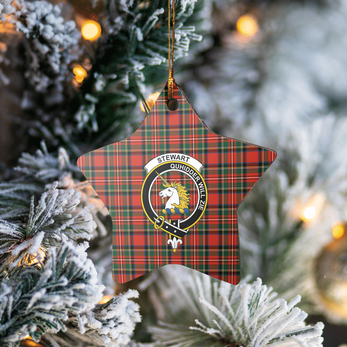 Clan Stewart (of Appin) Tartan Crest Star Ceramic Ornament RL64 Stewart (of Appin) Tartan Tartan Christmas   