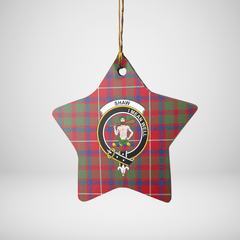 Clan Shaw Red Modern Tartan Crest Star Ceramic Ornament KU75 Shaw Red Modern Tartan Tartan Christmas   