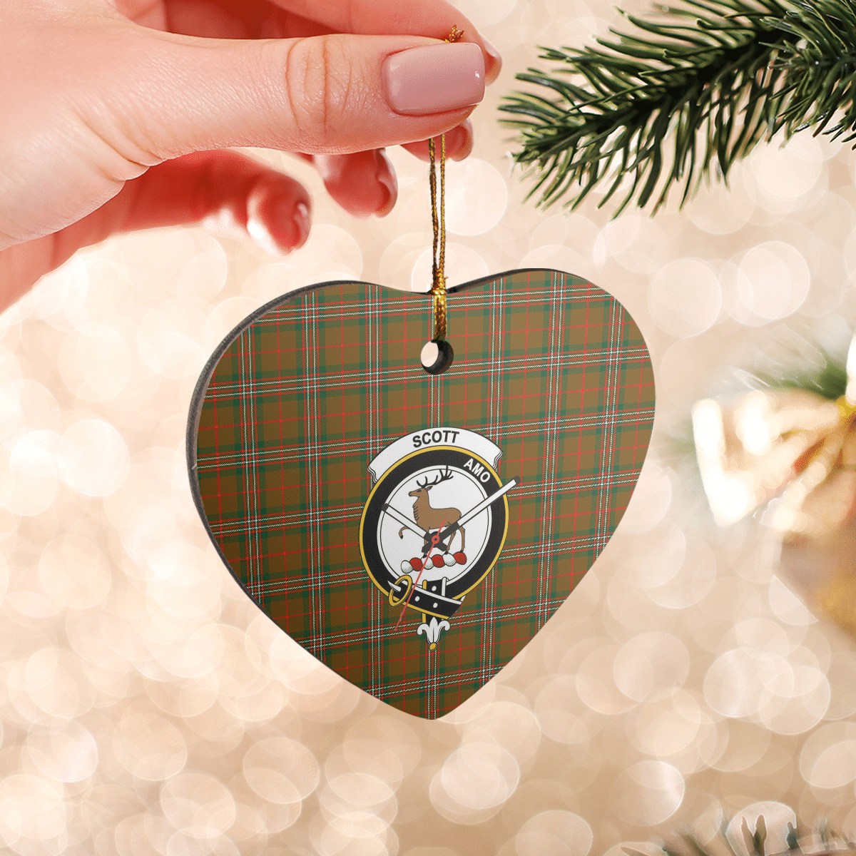 Clan Scott Brown Modern Tartan Crest Heart Ceramic Ornament VW70 Scott Brown Modern Tartan Tartan Christmas   