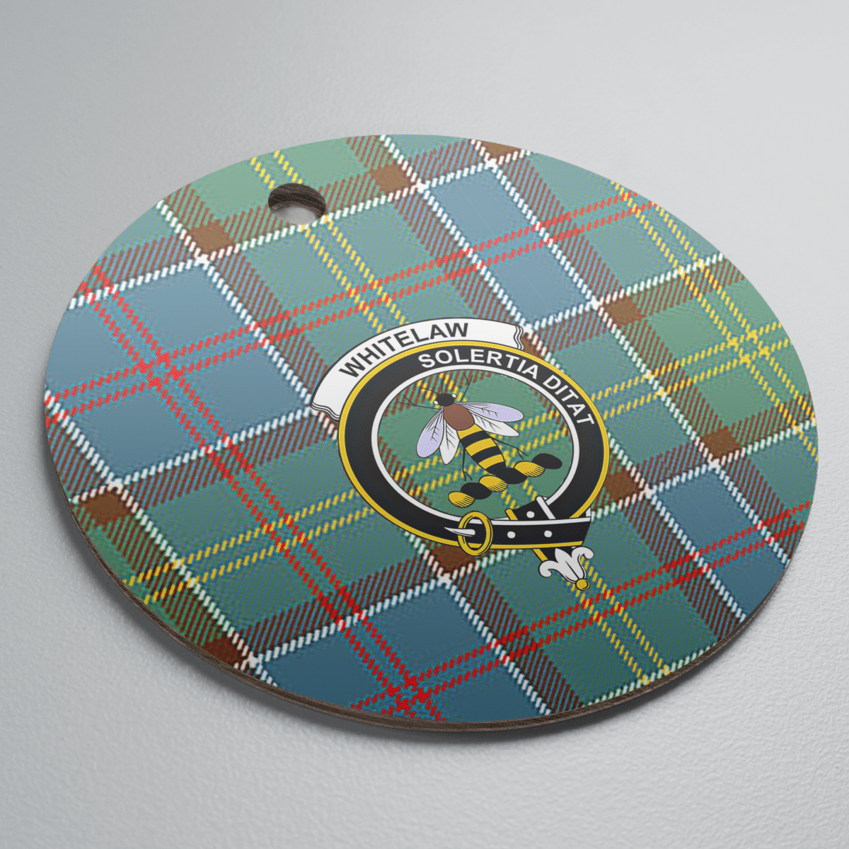 Clan Whitelaw Tartan Crest Round Ceramic Ornament AV14 Whitelaw Tartan Tartan Christmas   