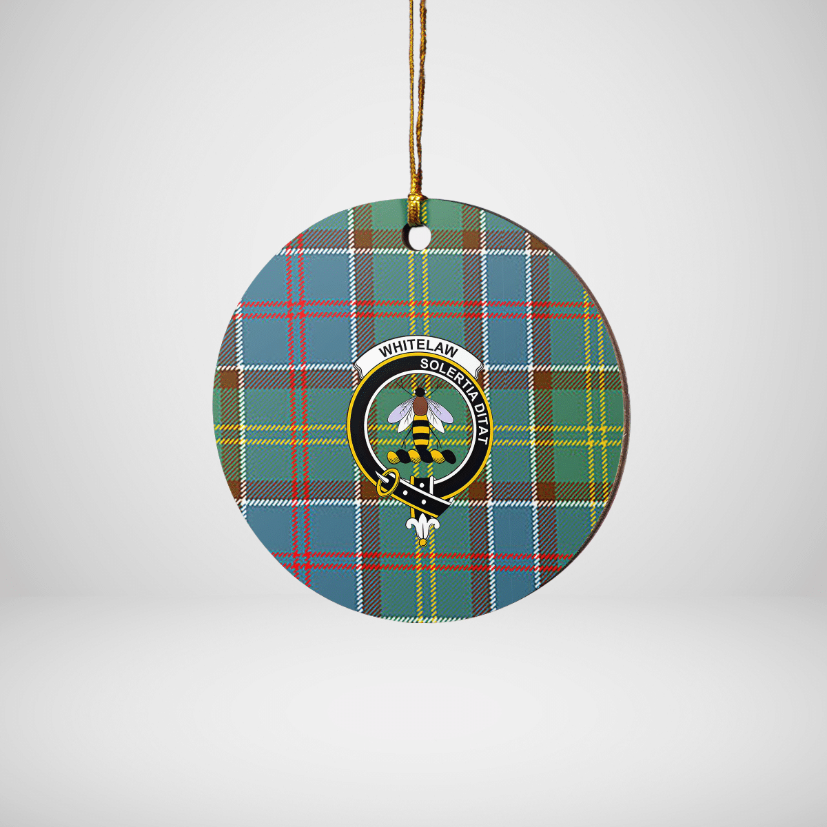 Clan Whitelaw Tartan Crest Round Ceramic Ornament AV14 Whitelaw Tartan Tartan Christmas   