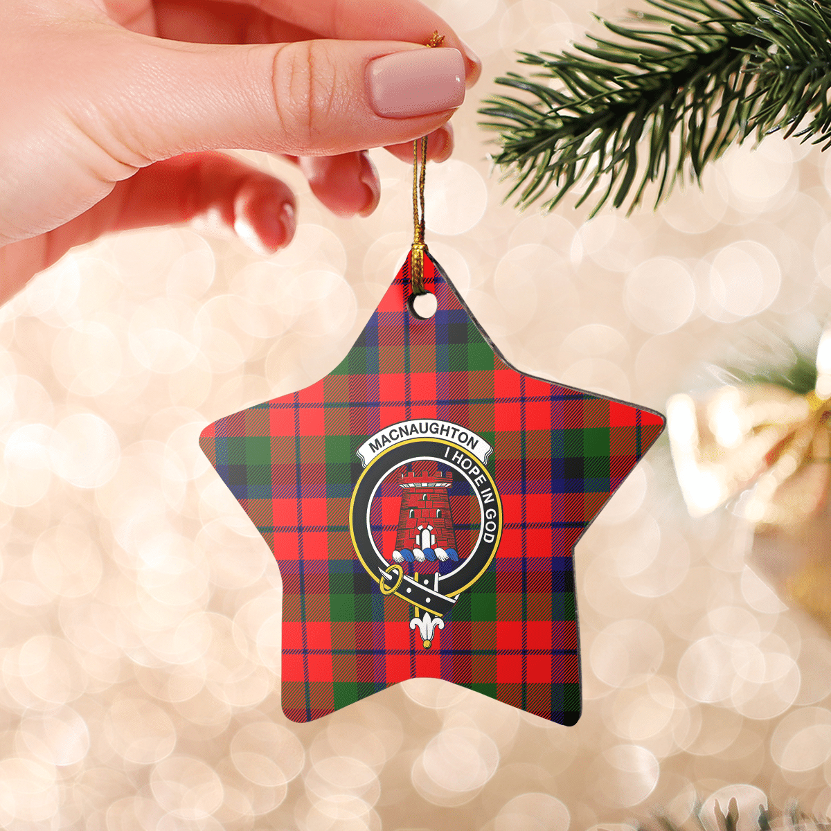 Clan MacNaughton Modern Tartan Crest Star Ceramic Ornament UN21 MacNaughton Modern Tartan Tartan Christmas   