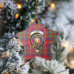 Clan Shaw Red Modern Tartan Crest Star Ceramic Ornament KU75 Shaw Red Modern Tartan Tartan Christmas   