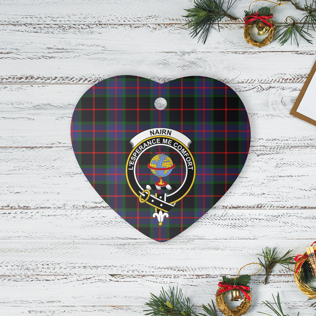 Clan Nairn Tartan Crest Heart Ceramic Ornament OI15 Nairn Tartan Tartan Christmas   