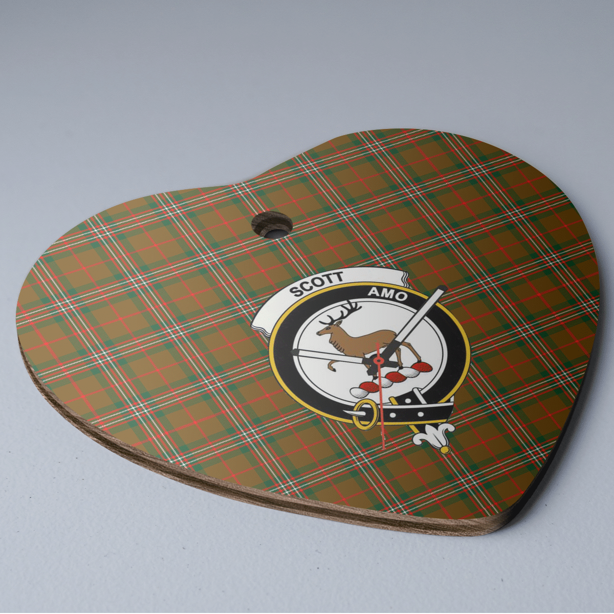 Clan Scott Brown Modern Tartan Crest Heart Ceramic Ornament VW70 Scott Brown Modern Tartan Tartan Christmas   