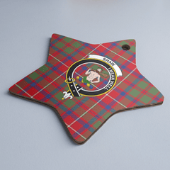 Clan Shaw Red Modern Tartan Crest Star Ceramic Ornament KU75 Shaw Red Modern Tartan Tartan Christmas   