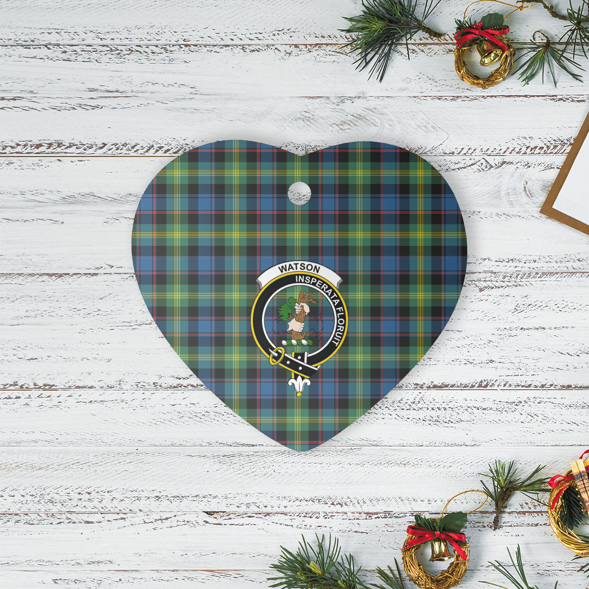 Clan Watson Ancient Tartan Crest Heart Ceramic Ornament IQ98 Watson Ancient Tartan Tartan Christmas   