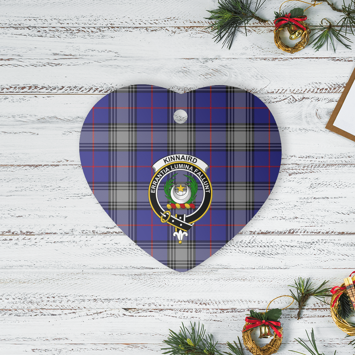 Clan Kinnaird Tartan Crest Heart Ceramic Ornament FU98 Kinnaird Tartan Tartan Christmas   