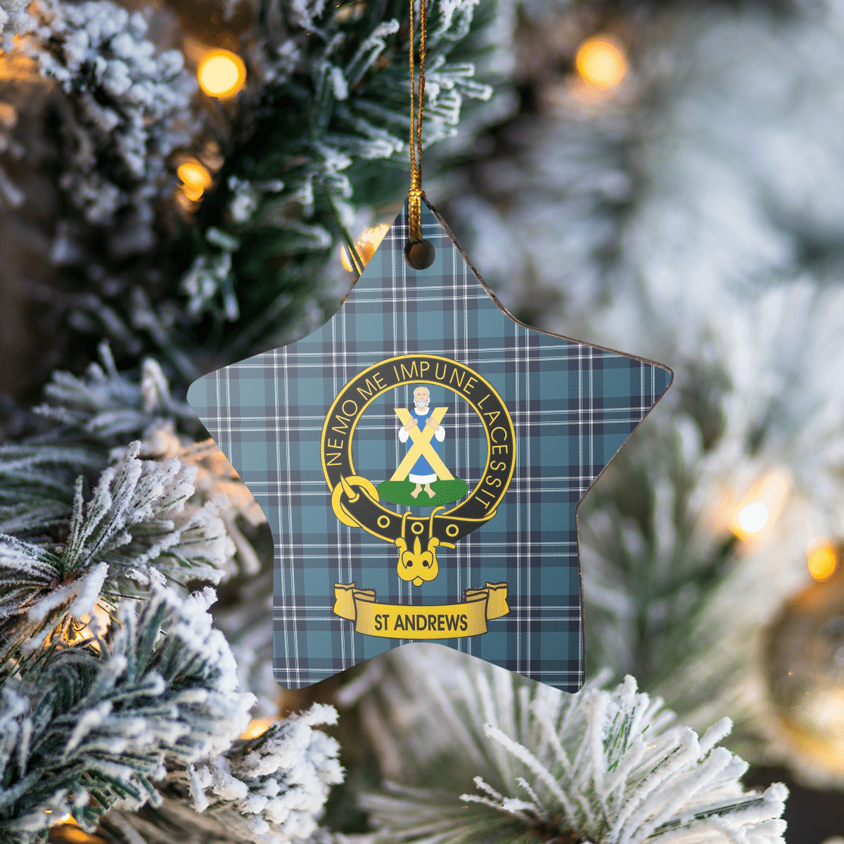 Clan Earl of St Andrews Tartan Crest Star Ceramic Ornament BP90 Earl of St Andrews Tartan Tartan Christmas   