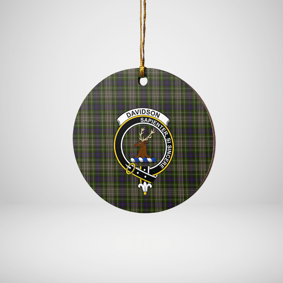 Clan Davidson Tulloch Dress Tartan Crest Round Ceramic Ornament ZG91 Davidson Tulloch Dress Tartan Tartan Christmas   