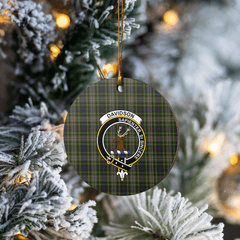 Clan Davidson Tulloch Dress Tartan Crest Round Ceramic Ornament ZG91 Davidson Tulloch Dress Tartan Tartan Christmas   