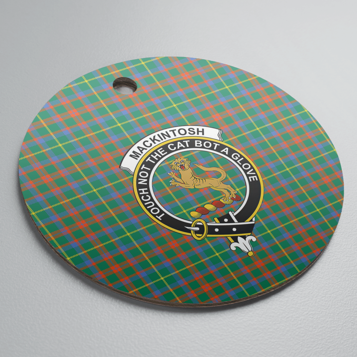 Clan MacKintosh Hunting Ancient Tartan Crest Round Ceramic Ornament VE89 MacKintosh Hunting Ancient Tartan Tartan Christmas   