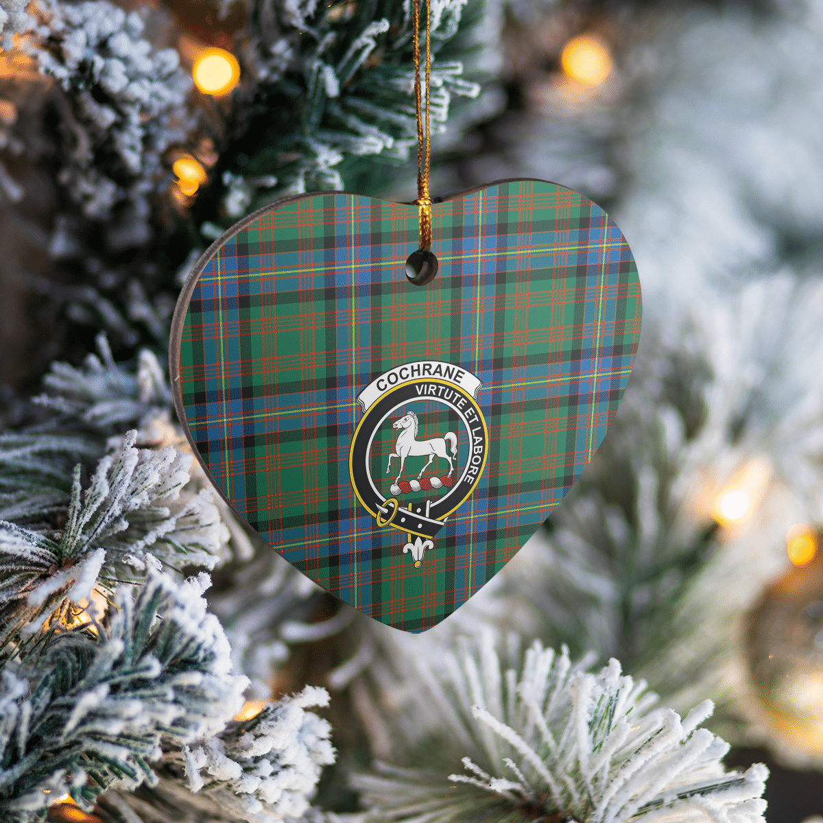 Clan Cochrane Ancient Tartan Crest Heart Ceramic Ornament CR17 Cochrane Ancient Tartan Tartan Christmas   