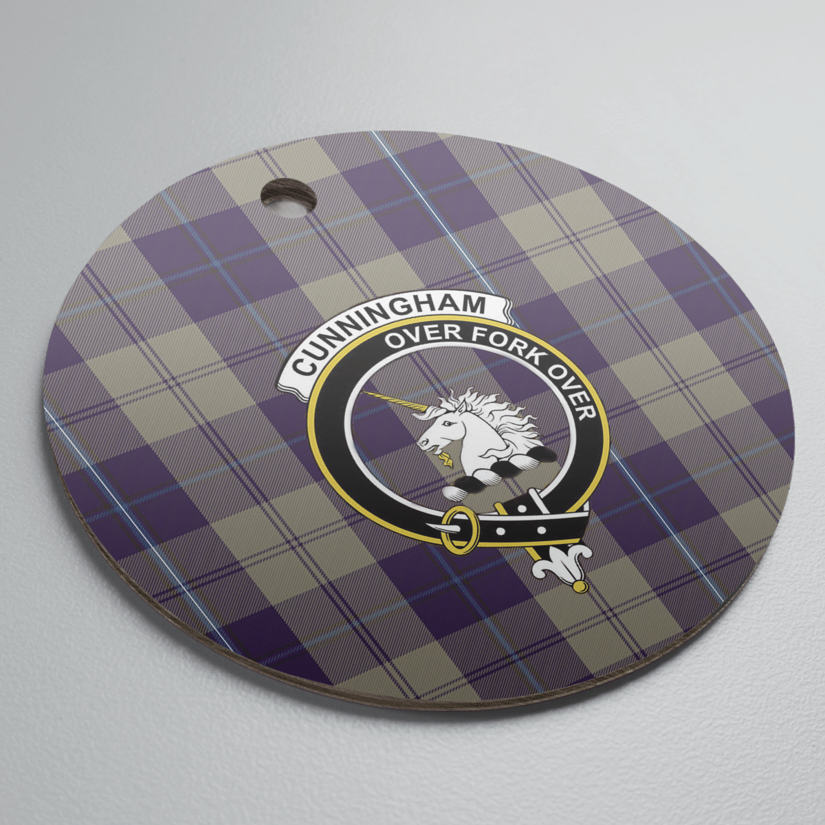 Clan Cunningham Dress Blue Dancers Tartan Crest Round Ceramic Ornament VE67 Cunningham Dress Blue Dancers Tartan Tartan Christmas   