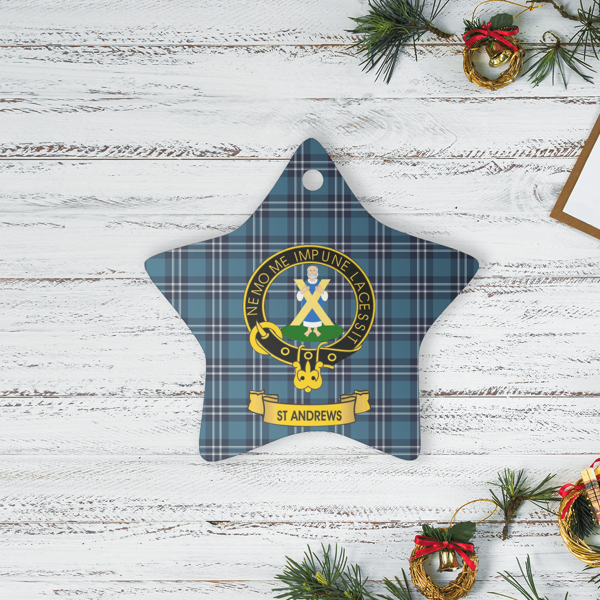 Clan Earl of St Andrews Tartan Crest Star Ceramic Ornament BP90 Earl of St Andrews Tartan Tartan Christmas   