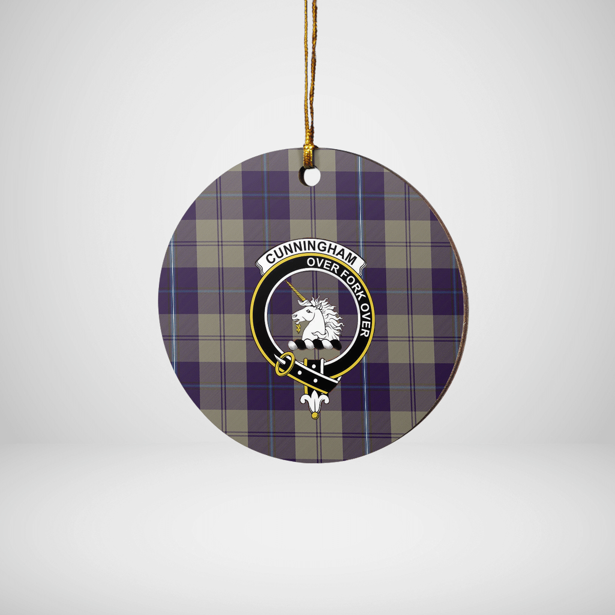 Clan Cunningham Dress Blue Dancers Tartan Crest Round Ceramic Ornament VE67 Cunningham Dress Blue Dancers Tartan Tartan Christmas   