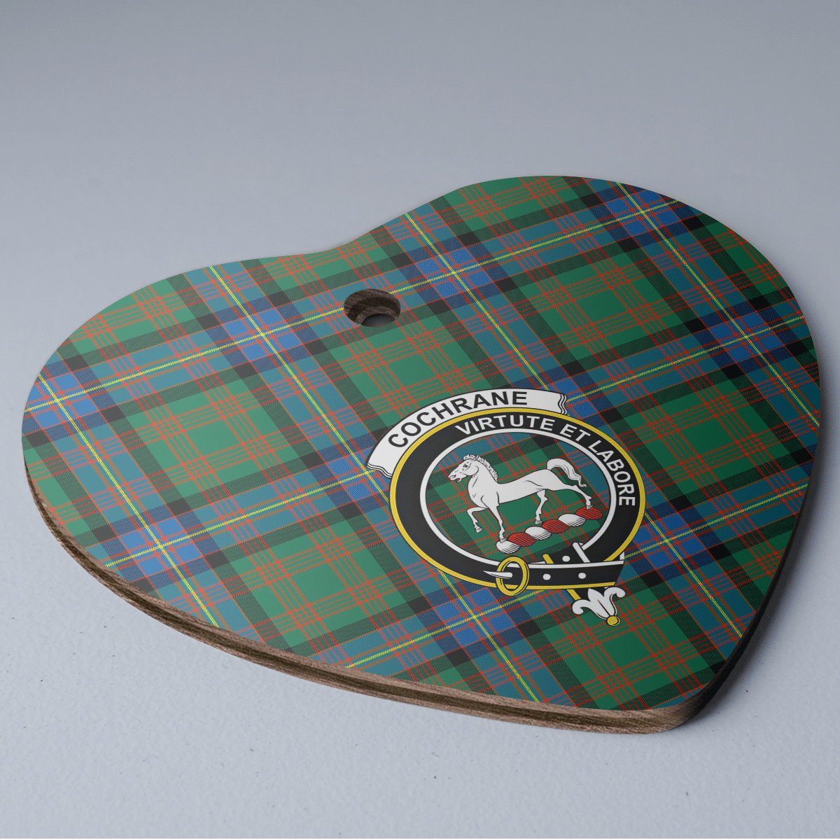 Clan Cochrane Ancient Tartan Crest Heart Ceramic Ornament CR17 Cochrane Ancient Tartan Tartan Christmas   