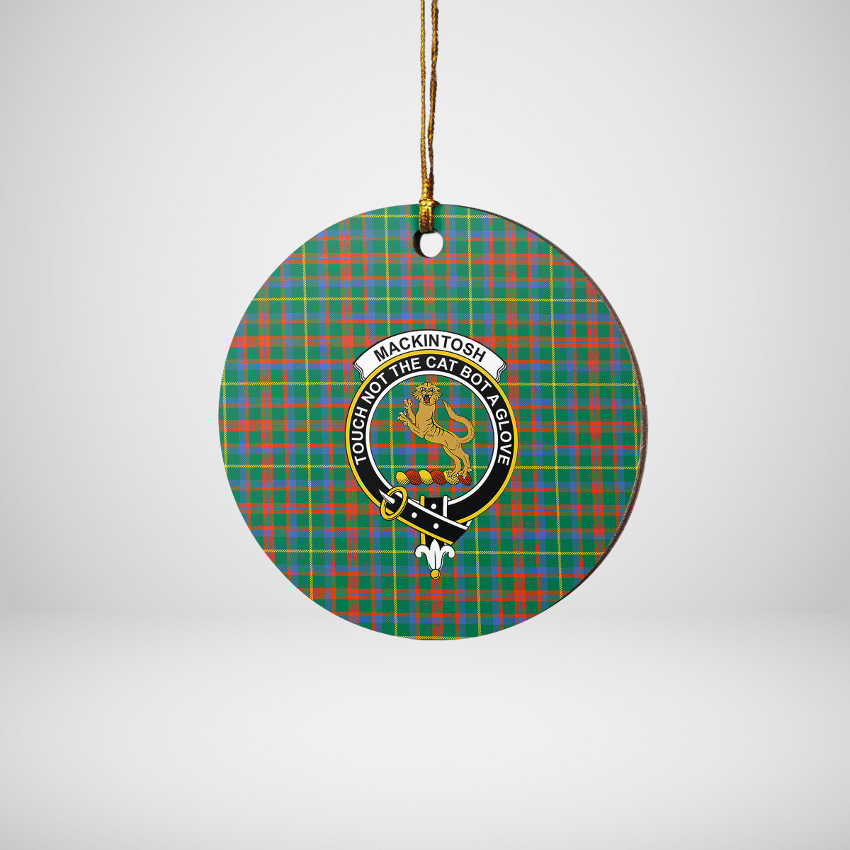 Clan MacKintosh Hunting Ancient Tartan Crest Round Ceramic Ornament VE89 MacKintosh Hunting Ancient Tartan Tartan Christmas   