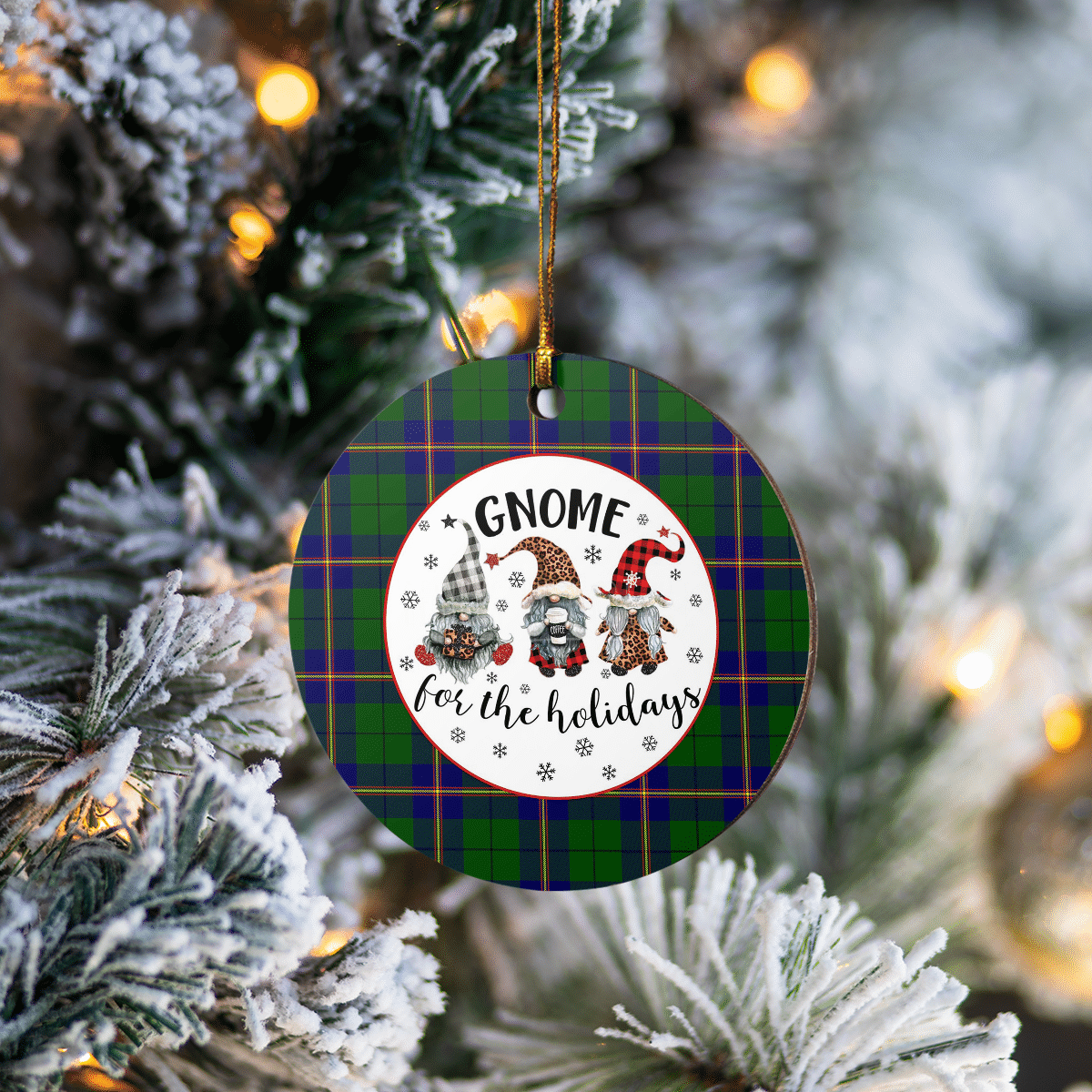 Clan Carmichael Modern Tartan Tartan Crest Gnome Round Ceramic Ornament NF53 Carmichael Modern Tartan Tartan Christmas   