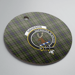 Clan Davidson Tulloch Dress Tartan Crest Round Ceramic Ornament ZG91 Davidson Tulloch Dress Tartan Tartan Christmas   