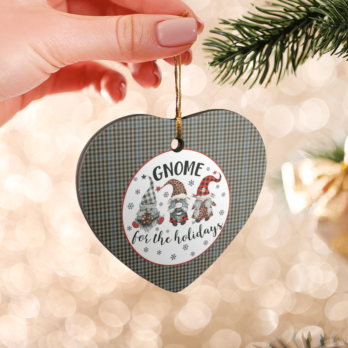 Clan Haig Check Tartan Tartan Crest Gnome Heart Ceramic Ornament RD65 Haig Check Tartan Tartan Christmas   