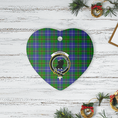 Clan Turnbull Hunting Tartan Crest Heart Ceramic Ornament LC65 Turnbull Hunting Tartan Tartan Christmas   