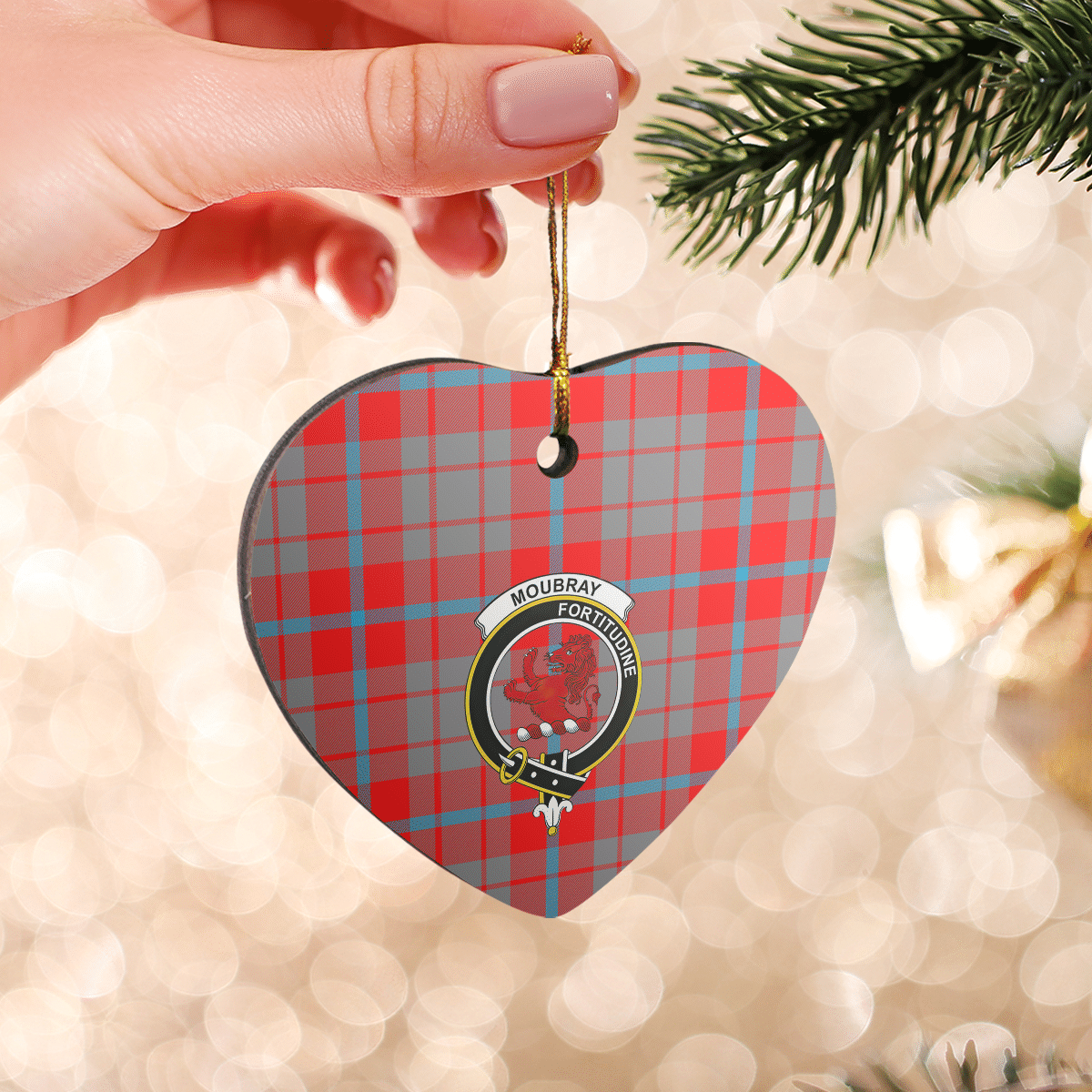 Clan Moubray Tartan Crest Heart Ceramic Ornament TV71 Moubray Tartan Tartan Christmas   