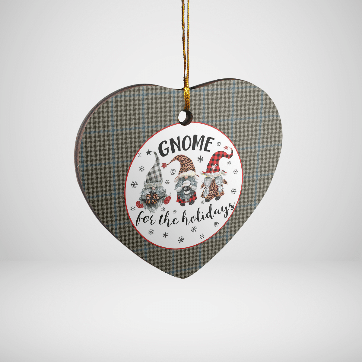 Clan Haig Check Tartan Tartan Crest Gnome Heart Ceramic Ornament RD65 Haig Check Tartan Tartan Christmas   