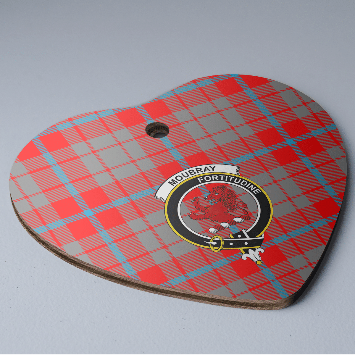 Clan Moubray Tartan Crest Heart Ceramic Ornament TV71 Moubray Tartan Tartan Christmas   