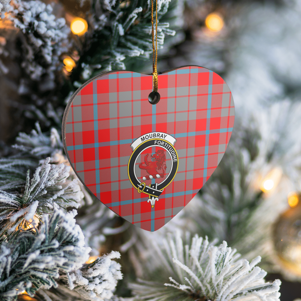 Clan Moubray Tartan Crest Heart Ceramic Ornament TV71 Moubray Tartan Tartan Christmas   