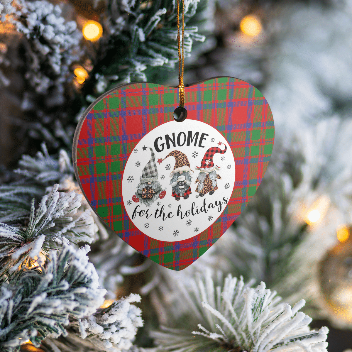 Clan MacKintosh Modern Tartan Tartan Crest Gnome Heart Ceramic Ornament QK22 MacKintosh Modern Tartan Tartan Christmas   