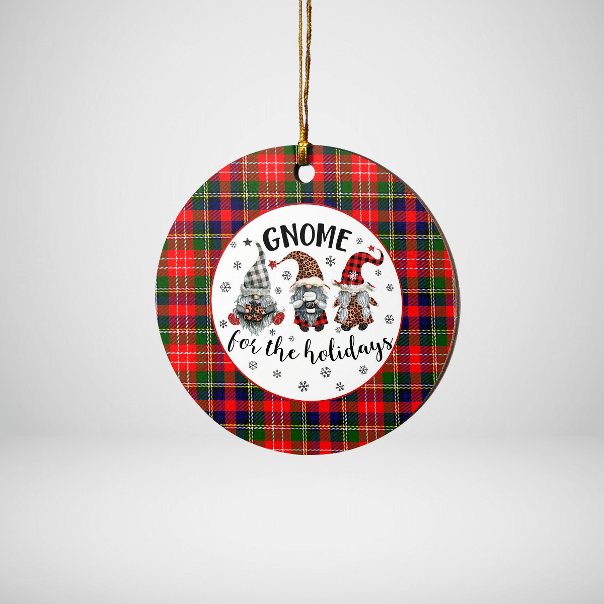 Clan Christie Tartan Tartan Crest Gnome Round Ceramic Ornament NZ90 Christie Tartan Tartan Christmas   