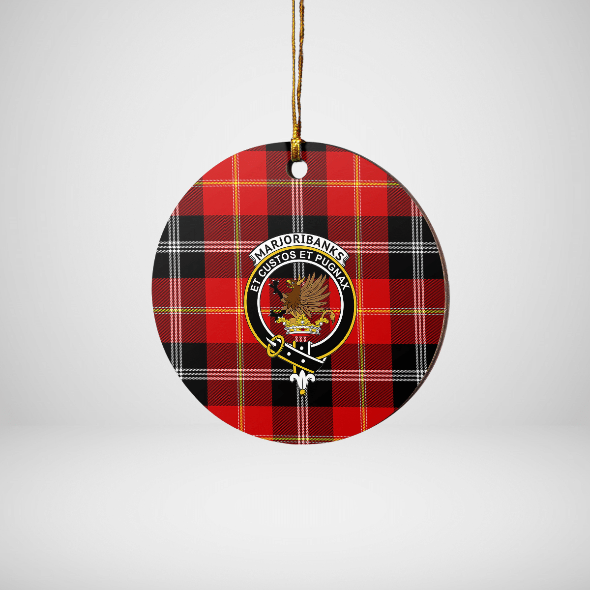 Clan Marjoribanks Tartan Crest Round Ceramic Ornament VJ31 Marjoribanks Tartan Tartan Christmas   