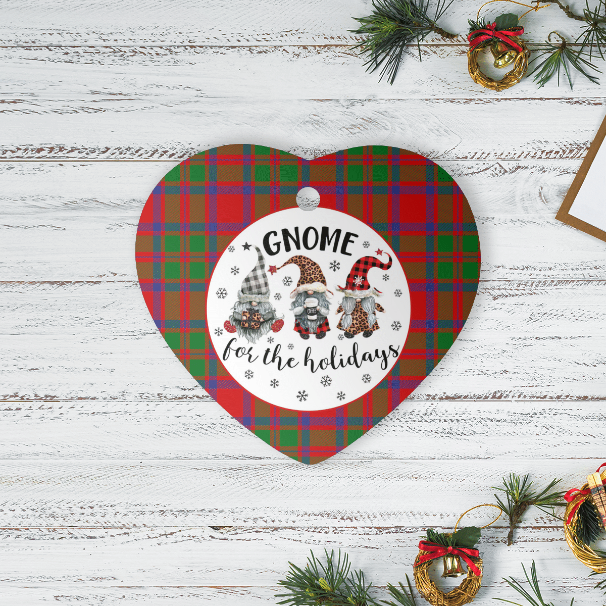 Clan MacKintosh Modern Tartan Tartan Crest Gnome Heart Ceramic Ornament QK22 MacKintosh Modern Tartan Tartan Christmas   