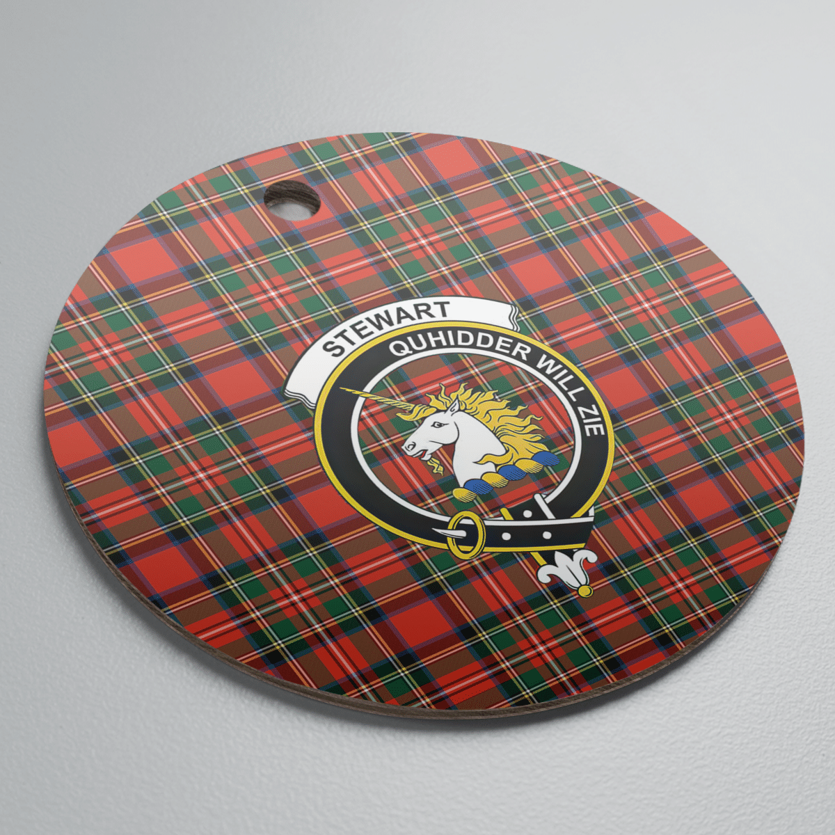 Clan Stewart (of Appin) Tartan Crest Round Ceramic Ornament BS25 Stewart (of Appin) Tartan Tartan Christmas   