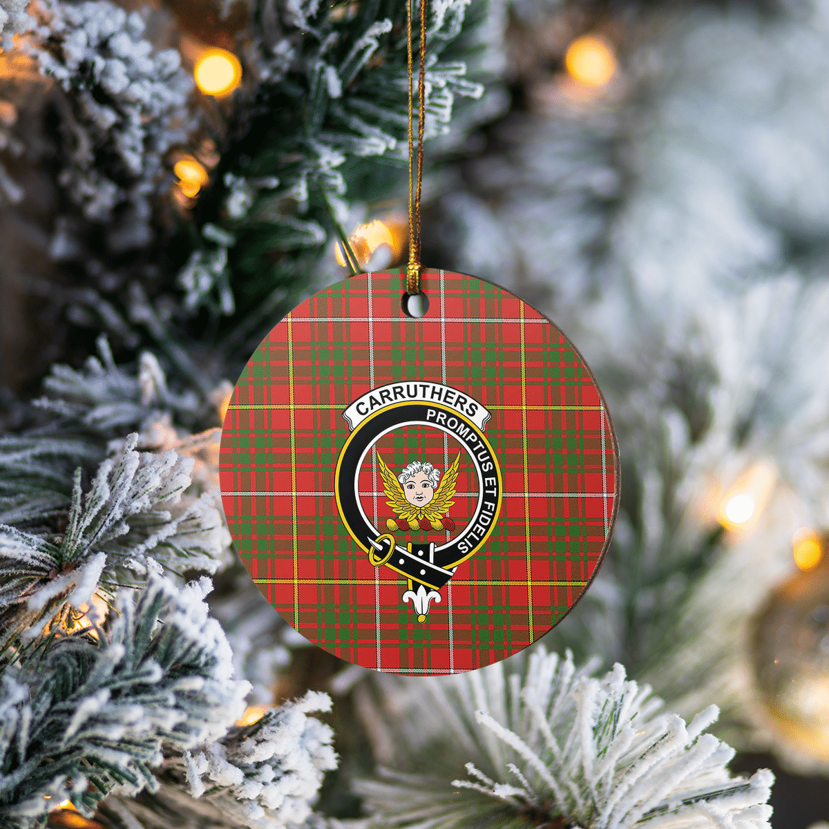 Clan Carruthers Tartan Crest Round Ceramic Ornament EH55 Carruthers Tartan Tartan Christmas   