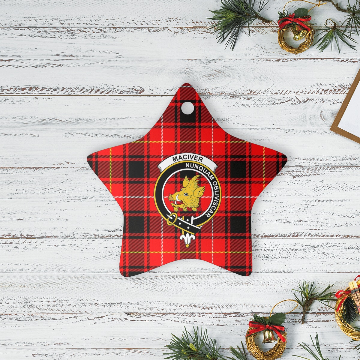 Clan MacIver Modern Tartan Crest Star Ceramic Ornament XF99 MacIver Modern Tartan Tartan Christmas   