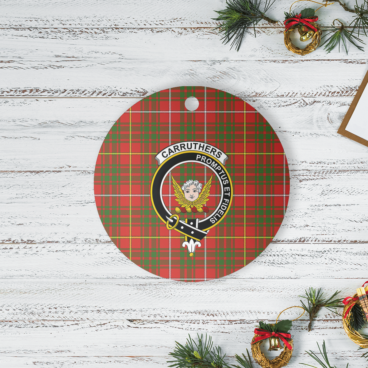 Clan Carruthers Tartan Crest Round Ceramic Ornament EH55 Carruthers Tartan Tartan Christmas   