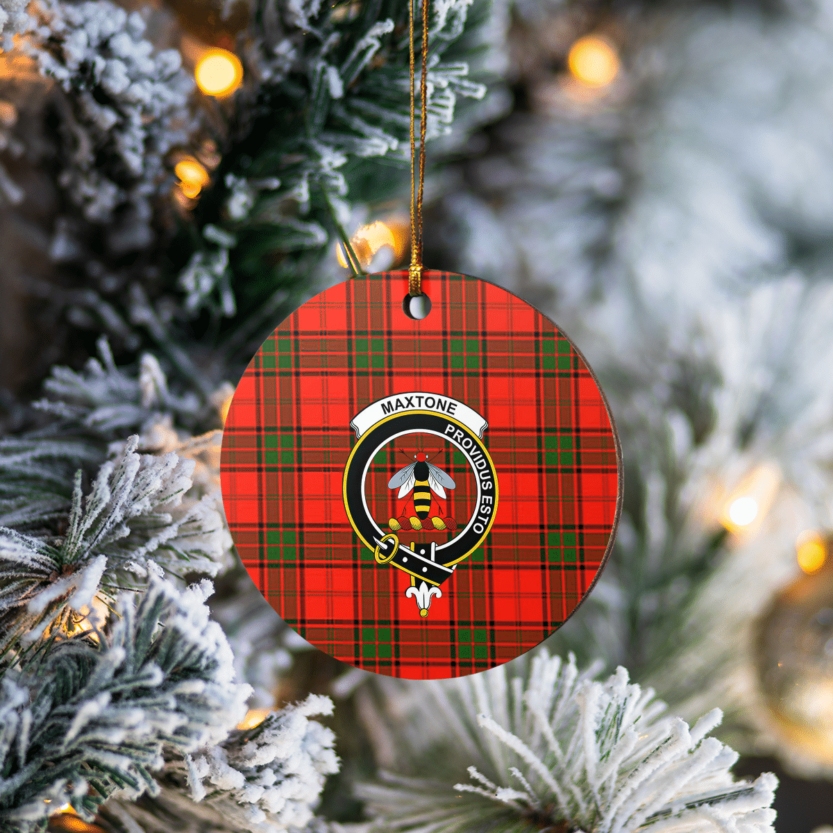 Clan Maxtone Tartan Crest Round Ceramic Ornament BS78 Maxtone Tartan Tartan Christmas   