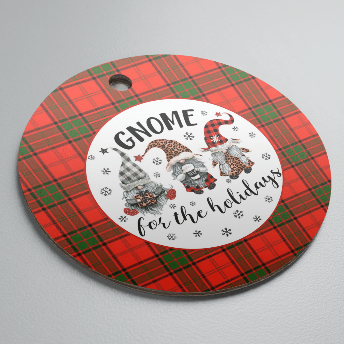 Clan Maxtone Tartan Tartan Crest Gnome Round Ceramic Ornament VU85 Maxtone Tartan Tartan Christmas   