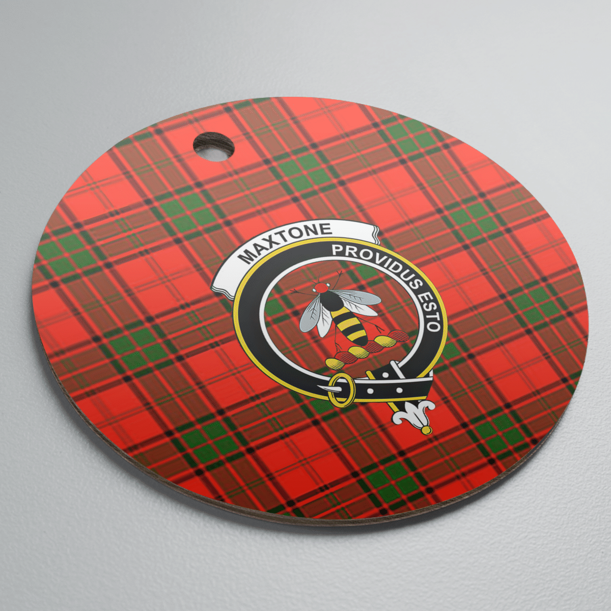 Clan Maxtone Tartan Crest Round Ceramic Ornament BS78 Maxtone Tartan Tartan Christmas   