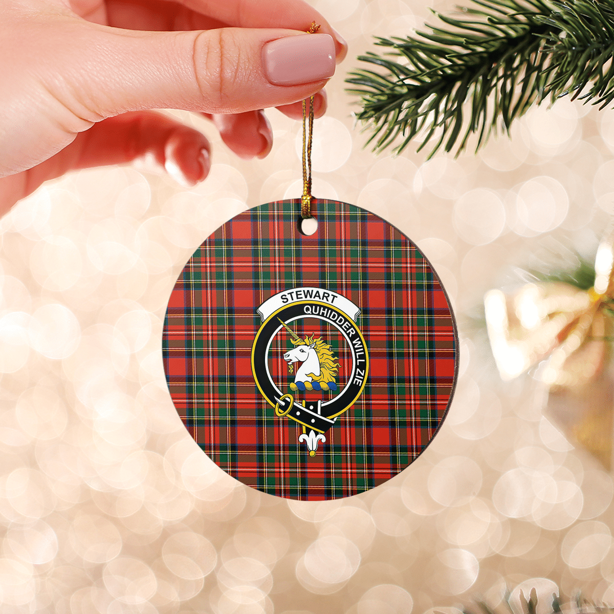 Clan Stewart (of Appin) Tartan Crest Round Ceramic Ornament BS25 Stewart (of Appin) Tartan Tartan Christmas   