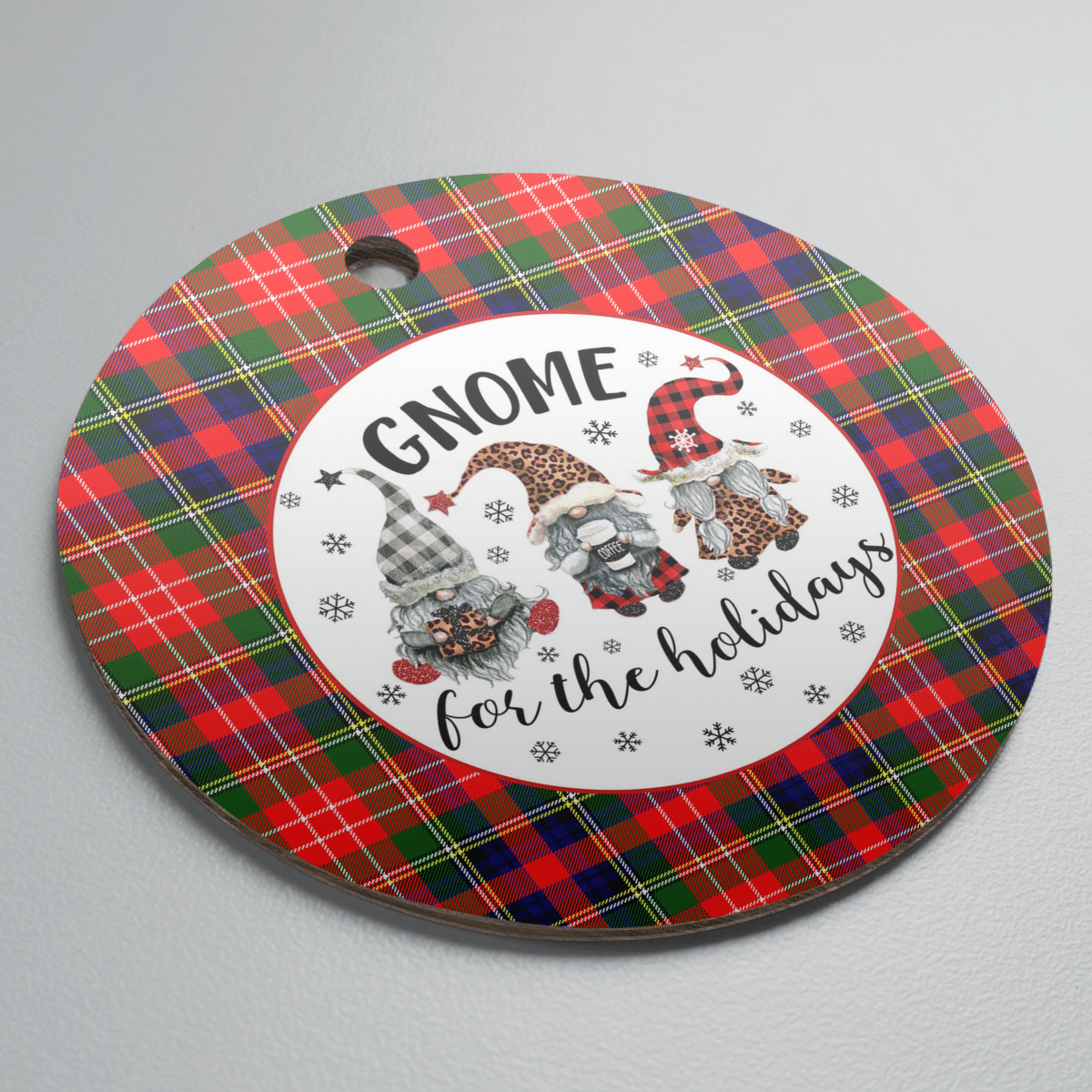 Clan Christie Tartan Tartan Crest Gnome Round Ceramic Ornament NZ90 Christie Tartan Tartan Christmas   