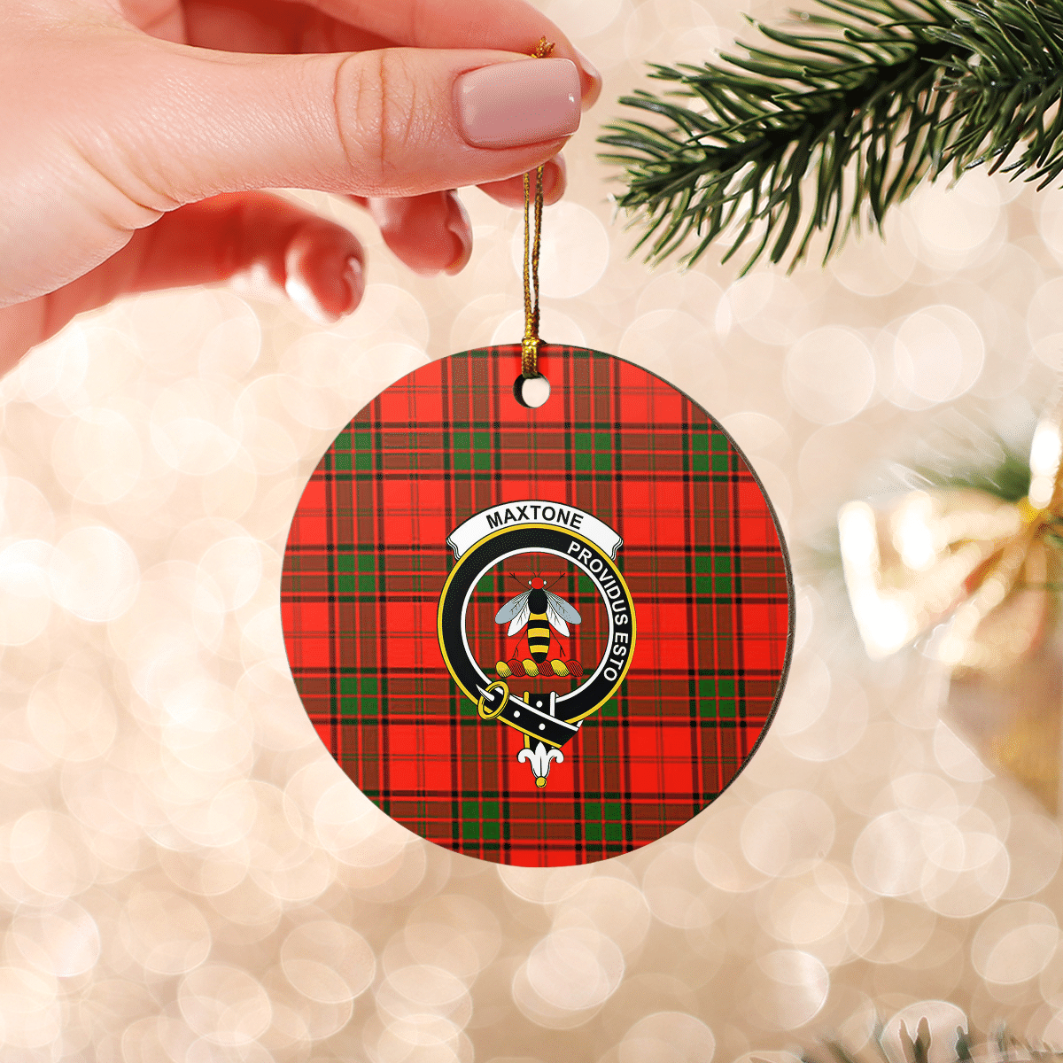 Clan Maxtone Tartan Crest Round Ceramic Ornament BS78 Maxtone Tartan Tartan Christmas   