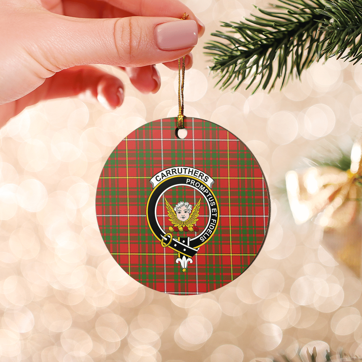 Clan Carruthers Tartan Crest Round Ceramic Ornament EH55 Carruthers Tartan Tartan Christmas   