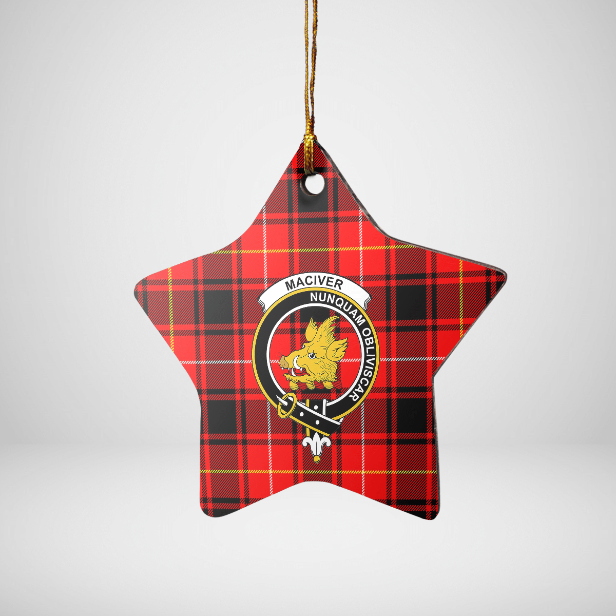 Clan MacIver Modern Tartan Crest Star Ceramic Ornament XF99 MacIver Modern Tartan Tartan Christmas   